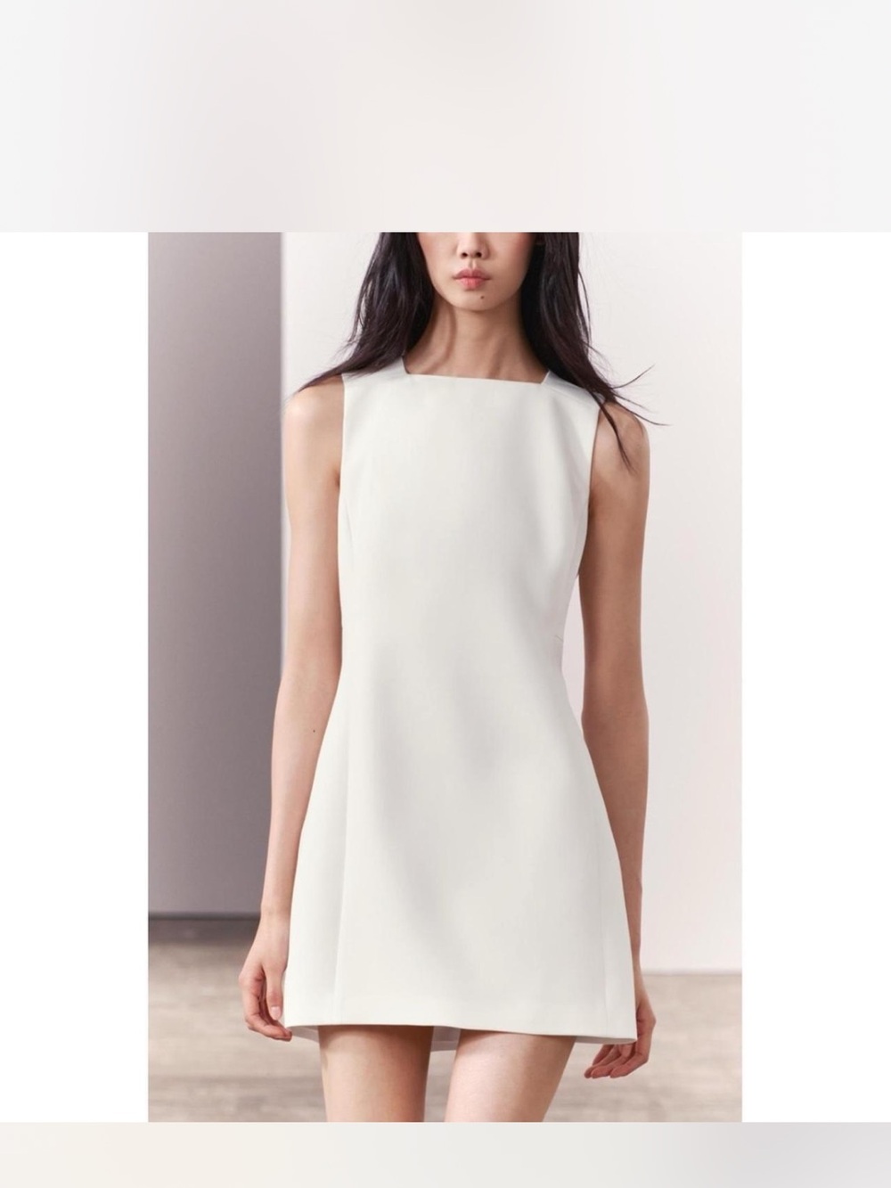 Zara Square Neck White Shift Dress